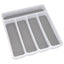 Premium Soft touch 5 Compartment kitchen Cutlery Drawer Utensil Organiser Tray, White & Grey new 5 Sections