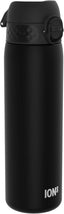 Water Bottle, 500 ml/18 oz, Leak Proof, Easy to Open, Secure Lock, Dishwasher Safe, BPA Free, Hygienic Flip Cover, Carry Handle, Fits Cup Holders, Easy Clean, Carbon Neutral, Black