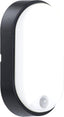 Eco Outdoor LED Bulkhead Light with PIR Motion Sensor, Decorative Exterior Lighting, Oval, Black, IP54, 10W, 700lm, 4000K, EBEO10P40