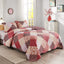 Quilted Bedspread Super King 250x270cm, Multicolour Print Red Pink Beige Patchwork Quilt with 2 Pillow Shams, Lightweight Soft Microfiber Floral Reversible Coverlet Set for All Seasons