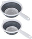 518406 Pop & Store 2 Pack Collapsible Food Colander with Handle, Set Includes 16.5cm & 24cm, White and Grey, Plastic