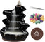 Waterfall Backflow Incense Burner, Ceramic Incense Cone Holder with 60 Cones, Tongs and Table Mat, Home Decor for Meditation, Relaxation, Purification, Yoga Gifts