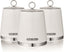 Elegance SWKA18533WHT Set of 3 Kitchen Storage Canisters for Tea, Coffee, and Sugar with Textured Gloss Finish and Stainless Steel Accents, 1.3L, White