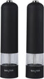 7524 BKXR Electric Salt & Pepper Grinder Set - Matt Black Soft-Touch, Push Button Operation, Battery Powered, Ceramic Mechanism, Adjustable Fine to Coarse Grind, 66g Sea Salt/30g Peppercorns
