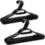 60 Pack 5-in-1 Clothes Hangers – Adult Plastic Coat Hangers for Wardrobe – Space Saving Storage Organiser Hangers with Tie Bar, Strap Hooks, Non-Slip Notches and Secure Lip (Black)