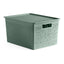 Plastic Storage Basket 20L Bohol | Organiser Box with Lid | Optimal Ventilation | Stackable Modular System | Integrated Handles | BPA-Free Recycled Plastic | 30x39x21.5 cm, Green