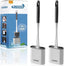 Silicone Toilet Brush with Quick Drying Holder Set -2Pack, Bathroom Toilet Brushes Set with No-Slip Silicone Handle & Anti-drip Base (Flooring/Wall Mounted) -White