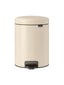 NewIcon Pedal Bin 5L - Small Waste Bin for Bathroom or Toilet - Soft Closing Lid - Light Pedal Operation - with Removable Inner Bucket - Non-Slip Base - Soft Beige - 21 x 27 x 29 cm