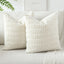 Set of 2 Corduroy Soft Striped Cushion Covers 45x45 cm Decorative Throw Pillow Covers Square Cushion Case Home Boho Decor Pillow Cases for Couch Sofa Bedroom 18x18 Inch (Cream White)