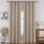 Full Blackout Window Curtains 84 inches Long,Faux Linen Look Thermal Insulated Grommet Drapes Panels for Bedroom Living Room,Set of 2(52 x 84 inches, Light Khaki)