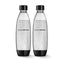 1 Litre Slim Reusable Dishwasher Safe Water Bottles Pack of 2 for Spirit, Terra, Art and Source Sparkling Water Makers for SodaStream Flavours - 2x 1 Litre Water, Black