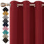 Thermal Insulated Blackout Ring Top Eyelet Curtains for Bedroom Windows 90 x 54 Inches Red 2 Panels (90”(228cm) wide x 54”(137cm) long, Red)