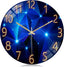 Glass Galaxy Wall Clock Blue, 12 Inch Silent Non-Ticking Battery Operated Modern Decorative Clocks for Living Room Kitchen Bedroom