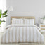 Catherine Lansfield Cove Stripe Reversible King Duvet Cover Set with Pillowcases Natural