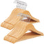 Wood Children’s Hangers, 20-Pack Kid’s Clothes Hangers, with Trousers Bar, Shoulder Notches, 360 Degree Swivel Hooks, 35 x 1.2 x 20 cm, Natural CRW006-20
