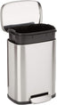 Smudge Resistant Mini Rectangular Trash Can With Soft-Close Foot Pedal, Brushed Stainless Steel, for Bathroom & small space, 5 L /1.32 Gal, Satin Nickel Finish, 7.3x8.5 x11.8 in (LxWxH)