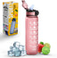 Sports Water Bottle with Straw and Time Marking, and 32OZ Capacity - Motivational and Eco-Friendly BPA-Free Bottle for Running, Gym, Yoga, Outdoors, and Camping (Style-1, Pink)