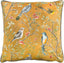 Wylder Tropics Orient Cushion Cover – Velvet Chinoiserie Birds Floral Design (Gold – 43 x 43 cm)