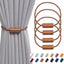 4 Pack Magnetic Curtain Tiebacks 16 Inch Handmade Weave Side Rope Curtain Holdbacks Convenient Decorative Cylinder Curtain Drape Tie Backs for Home & Office Window Drapery (Light Coffee)