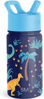 Kids Water Bottle with Straw | Insulated Stainless Steel Reusable Tumbler for Toddlers, Girls, Boys | Summit Collection | 415ml | Jurassic Jungle