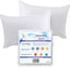 Eutony Pillow Protectors 2 Pack Satin Stripes - Ultra Luxe Zipped Pillow Protectors, Soft & Breathable Hypoallergenic 50 x 75cm - White