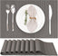Table Mats Set of 8, Place Mats Table Placemats Washable Non-slip Heat Insulation Woven Vinyl for Kitchen Dinning Restaurant 17"X12" (Dark Gray)