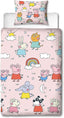 Character World Peppa Pig and Friends Official Single Bed Duvet Cover Set | Colourful Playful Design Reversible 2 Sided Bedding Including Matching Pillow Case