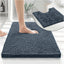 GC GAVENO CAVAILIA Soft Bath Mat Sets For Bathroom | 2 Piece Bath Mat Non Slip Back | Highly Water Absorbent & Fast Drying 100% Microfiber Chenille Toilet Rug with Pedestal Mat | Dark Grey