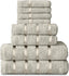 8 Piece Egyptian Cotton Towels - Quick Dry Highly Absorbent Bathroom Towel Bale - (4 Face Towel + 2 Hand Towel + 2 Bath Towel) - Cream