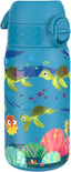 Small Water Bottle, Leak Proof, Easy to Open, Secure Lock, Dishwasher Safe, Flip Cover, Carry Handle, Easy Clean, Durable, Water Bottle, Raised Print, Blue, Sea Turtle