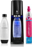 Electric Terra Sparkling Water Maker, 3 Carbonation Settings, Quick Connect CO2, Includes 60L Gas Cylinder, BPA-Free Bottle, Black