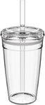Cold Cup - Clear Plastic, Reusable Ice Coffee Cup with Lid and Straw - Large 16oz (454ml)