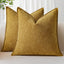 Sungeek Set of 2 Soft Chenille Cushion Covers 60x60cm Square Decorative Throw Pillow Covers with Stitched Edge Solid Dyed Pillow Cases Covers for Home Decor Couch Sofa Bed Living Room, Yellow