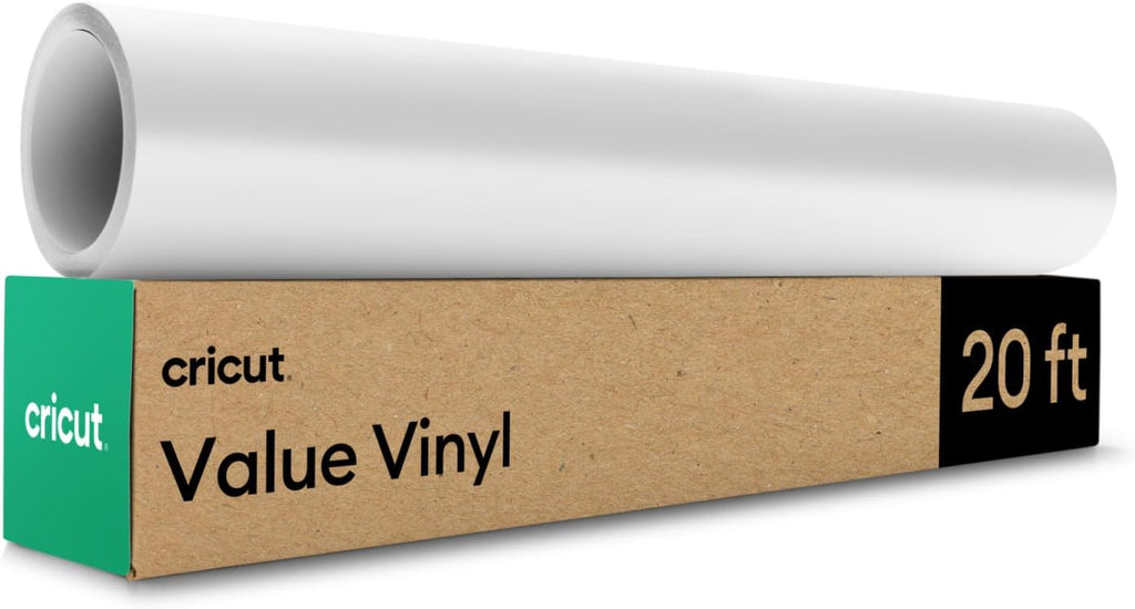 Value Vinyl | 30.5 cm x 6.1 m (12" x 20 ft) | Self Adhesive Permanent Vinyl for All Cricut Cutting Machines | White