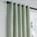Sage Green Woven Curtains - 2 Panels, 66"x90" (168x229cm) - Light Green Eyelet, Textured Chenille - Luxury Drapes for Bedroom/Living Room