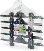 10 Black Plastic Trouser & Skirt Adjustable Clip Hangers – 35cm