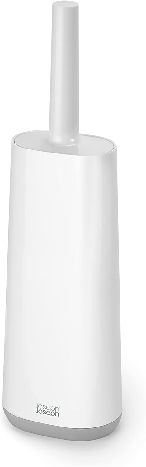 Flex - Smart Hygienic Silicone Toilet Brush with Holder Set, flexible anti-drip, anti-clog deep clean head - White/Grey