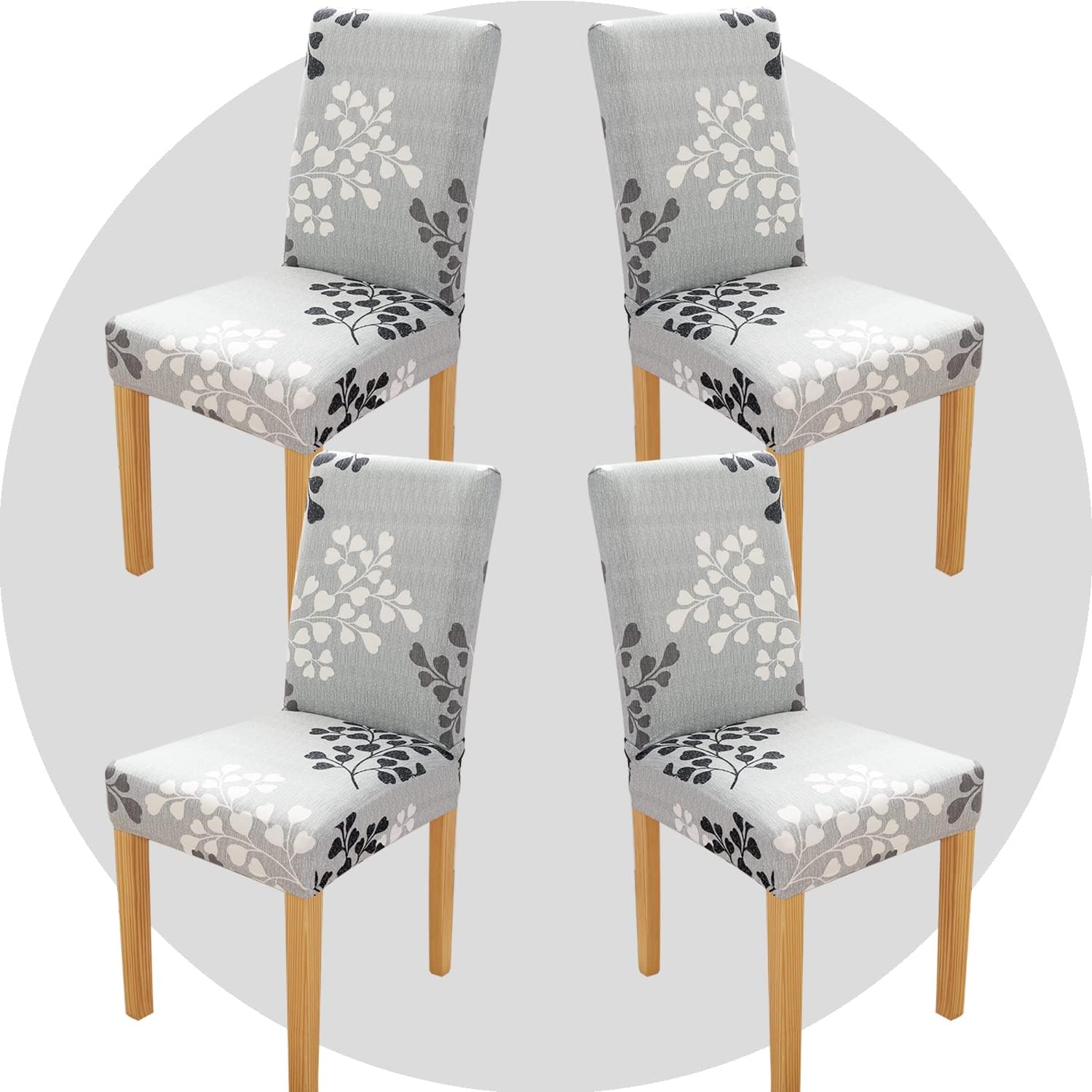 Dining Room Chair Covers Set of 4 Super Fit Stretch Removable Washable Dining Chair Protector Cover Seat Slipcover for Hotel, Dining Room, Ceremony, Banquet Wedding Party(Leaf Style) Main image