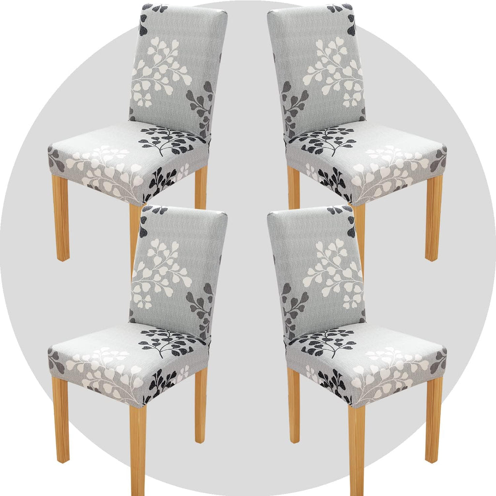 Dining Room Chair Covers Set of 4 Super Fit Stretch Removable Washable Dining Chair Protector Cover Seat Slipcover for Hotel, Dining Room, Ceremony, Banquet Wedding Party(Leaf Style)