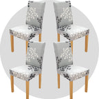 Dining Room Chair Covers Set of 4 Super Fit Stretch Removable Washable Dining Chair Protector Cover Seat Slipcover for Hotel, Dining Room, Ceremony, Banquet Wedding Party(Leaf Style)