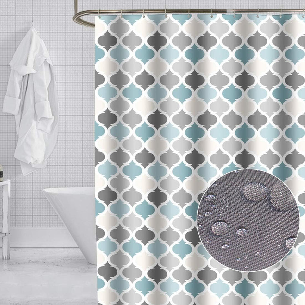 Shower Curtain 200 x 200cm Mildew Resistant Geometric Thick Polyester Fabric Bathroom Shower Curtain Waterproof Washable Bath Curtain with Hooks, Weighted Hem