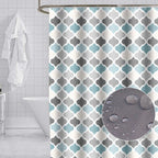 Shower Curtain 200 x 200cm Mildew Resistant Geometric Thick Polyester Fabric Bathroom Shower Curtain Waterproof Washable Bath Curtain with Hooks, Weighted Hem