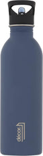 Snap n Seal 1L Stainless Steel Water Bottle with Straw, BPA Free - Leakproof Metal Flask with Carry Handle for School, Travel, Work & Gym - Ideal Drinking Bottle for Kids & Adults - Navy.