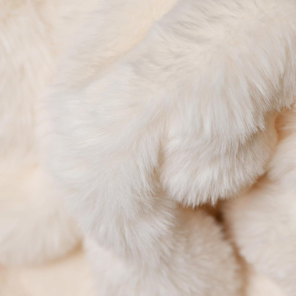 Faux Rabbit Fur Luxury Plush Sherpa Throw Blanket Reversible Fuzzy Warm Cozy Fluffy Fur Blanket for Bed Sofa Couch Home Decor (Cream, 130 * 150cm)