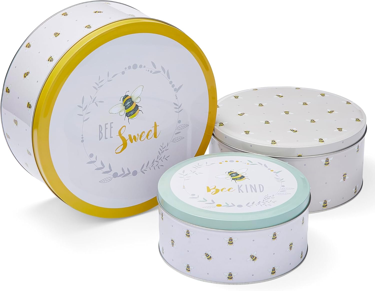 England Set of 3 Cake Storage Tins | British Designed Nesting Cake Tins for Biscuits | Tin/Biscuit Tin Available as Square Storage Tin or as Round Storage Tin Main image