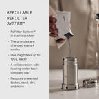 Purifier Large, Water Filter Jug in Glass and Stainless Steel, 1.7L / 7 Cups, Includes Aarke Pure Filter Refill Bag