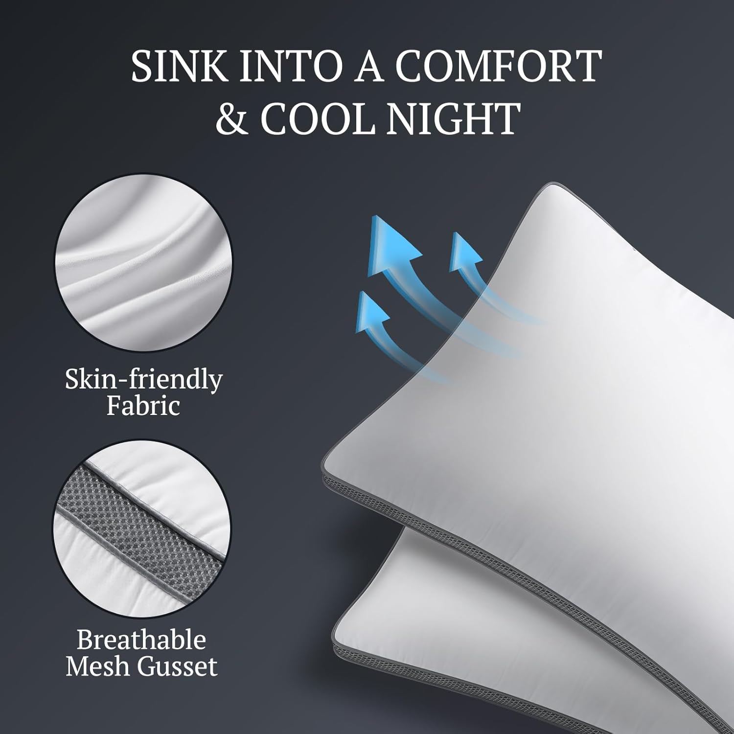 Pillows 2 Pack Hotel Quality, 820GSM Microfiber Filled Luxury Pillows, Medium Firm for Head & Neck Support, Machine Washable