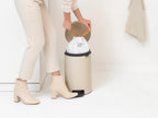 Brabantia - NewIcon Pedal Bin 12L - Medium Waste Bin for Kitchen or Bedroom - Soft Closing Lid - Light Pedal Operation - with Removable Inner Bucket - Non-Slip Base - Soft Beige - 25 x 34 x 41 cm