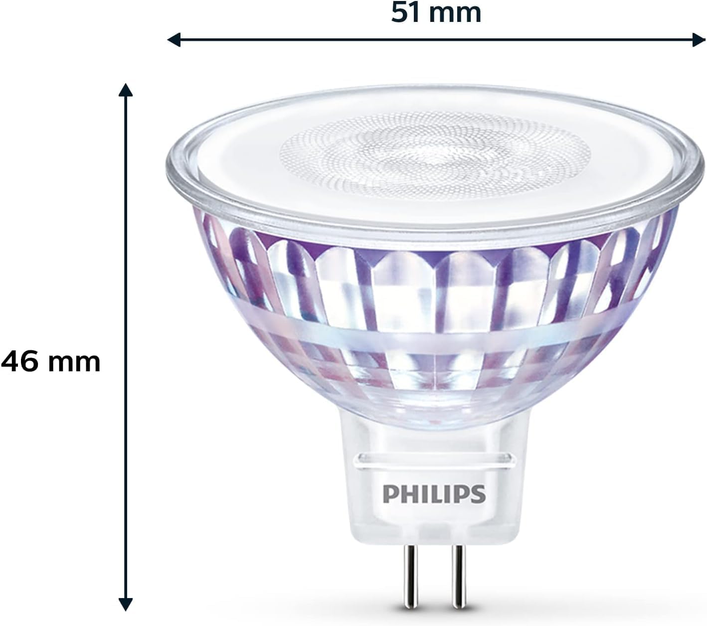 LED Light Spot [GU5.3 MR16] 7W - 50W, Warm White 2700K, 36D, Non Dimmable, Silver a, (8LDIC50P)