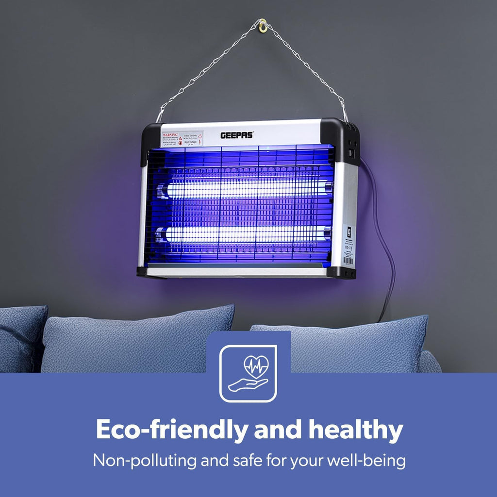 Geepas Electric Fly Killer & Bug Zapper | Powerful UV Light Indoor Insect Trap for Flies, Mosquitoes, Wasps | 50M² Coverage | Odourless & Low Noise | Plug-in Eco-Friendly Pest Control 20W